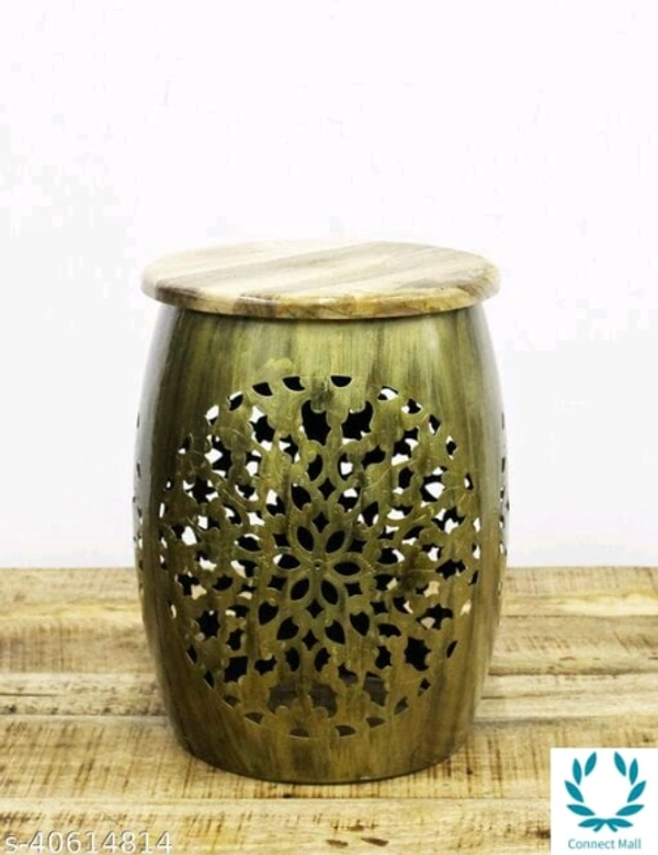 Metal Jali cutting Stool with Wooden Top Showpieces & Collectibles - Standard, Metal, Pack of1